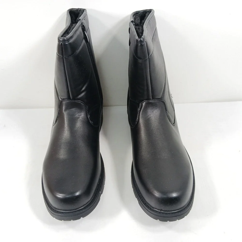Mens Black Faux Fur Lined Side Zip Winter Boots Style 7703 Size 12